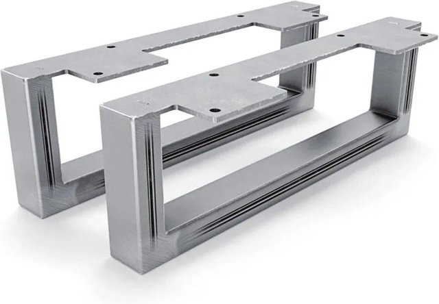 HEVVA Möbelfüße GRAZ 2er Set aus Rohstahl in Silber Matt, Höhe: 10 cm, Tiefe: 30 cm - Bild 1