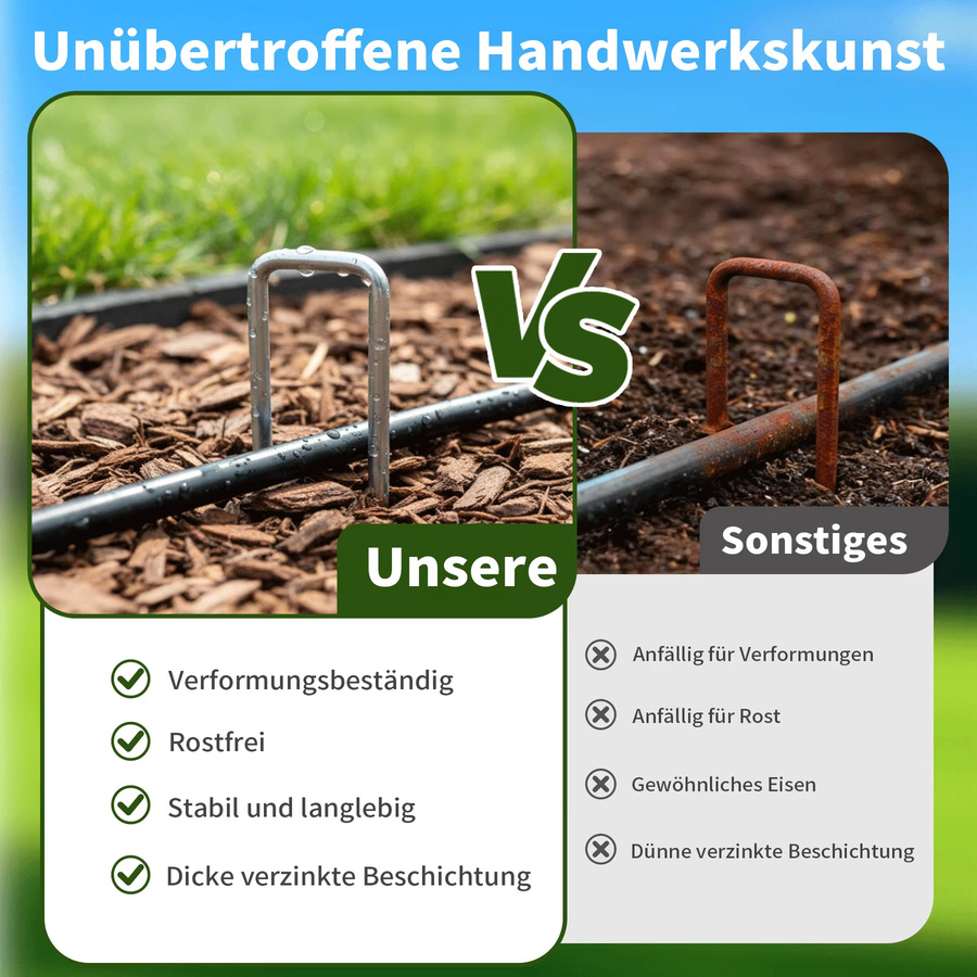 Verzinkte U-förmige Erdanker aus Metall mit 100 Unterlegscheiben für Garten, Mulch und Kunstrasen, Silber, 200 Stück, B/H/T: 15 x 3 x 0,3 cm - Bild 4