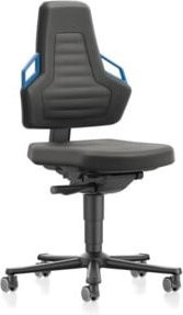 Arbeitsdrehstuhl BIMOS Nexxit mit Supertec-Gewebe in Schwarz und blauem Griff, höhenverstellbar 450-600 mm - Bild 1