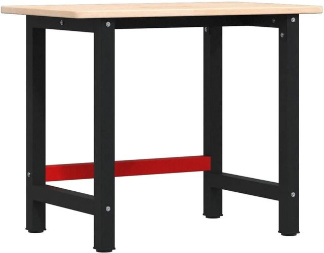 vidaXL Werkbank aus Massivholz Eiche in Braun mit Metallgestell, B/T/H: 100 x 60 x 81,5 cm - Bild 1