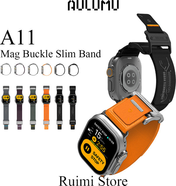 AULUMU Uhrenarmband, Nylon-Geflecht, Magnetisch, Schwarz, Unisex - Bild 1