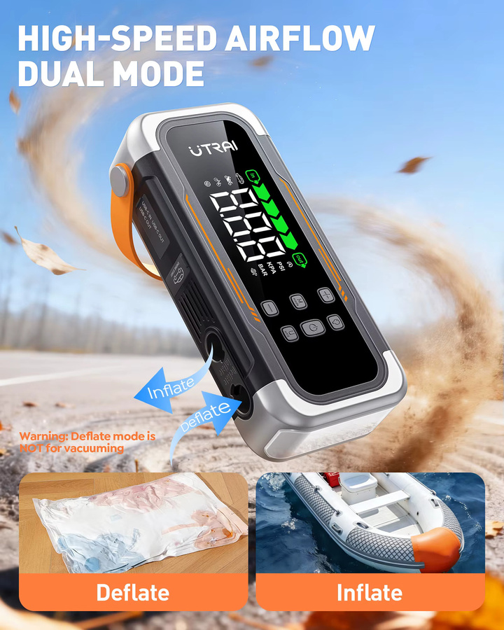 UTRAI 5 in 1 Auto Starthilfe mit 6000A Batterie Booster, 150PSI Luftpumpe und 30W Power Bank - Bild 3