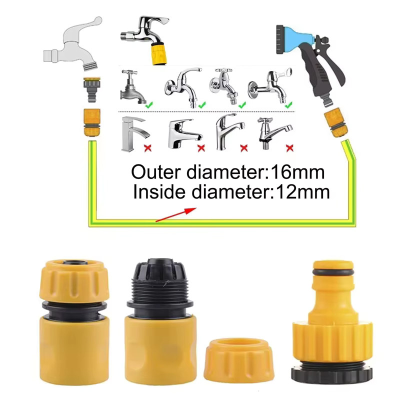 2-in-1 Schlauchanschlusssatz für Garten- und Heimhahn mit 1/2 Zoll und 3/4 Zoll Anschlüssen, transparent - Bild 2