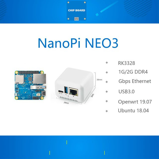 NanoPi NEO3 Mini Development Board mit RK3328, Gigabit Ethernet Port und 1GB/2GB Speicher für OpenWrt/LEDE - Bild 1