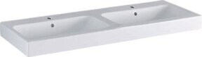 Geberit Doppelwaschtisch iCon aus Keramik in Weiß mit Überlauf, Breite: 120 cm, Tiefe: 48,5 cm, Höhe: 16 cm - Bild 1