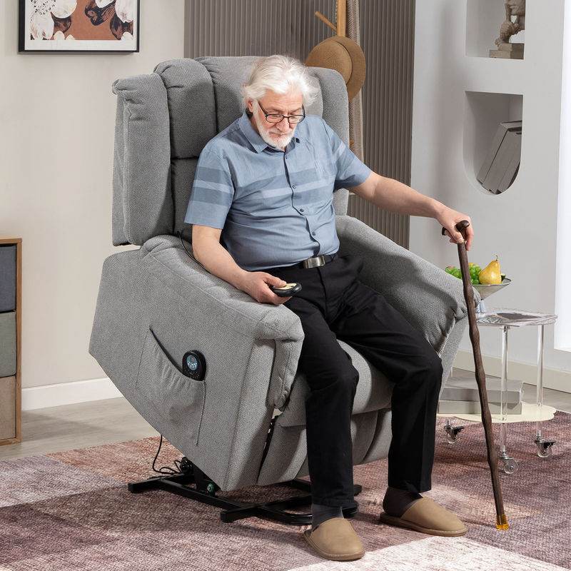 HOMCOM Elektrischer Massagesessel mit Aufstehhilfe und Heizung, Relaxsessel mit Liegefunktion und Fußteil in Dunkelgrau - Bild 2