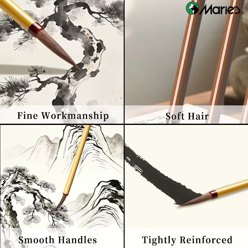 Marie's Line Miniatur-Detailpinselset für chinesische Malerei, Acryl, Aquarell und Basteln, 3er Packung - Bild 3