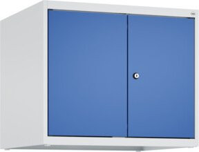 C+P Aufsatzschrank Classic PLUS mit 2 Abteilen und Zylinderschloss, B/T/H: 50 x 60 x 50 cm, Stahlkonstruktion in Lichtgrau und Enzianblau - Bild 1