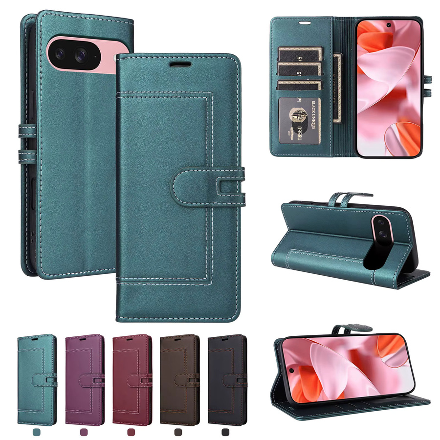 Magnetische Flip Cards Leder Handyhülle für Google Pixel 10 Pro XL, 9A, 9, 8, 8A in Blau mit Kickstand und Stoßfestem Book Pocket Cover - Bild 4