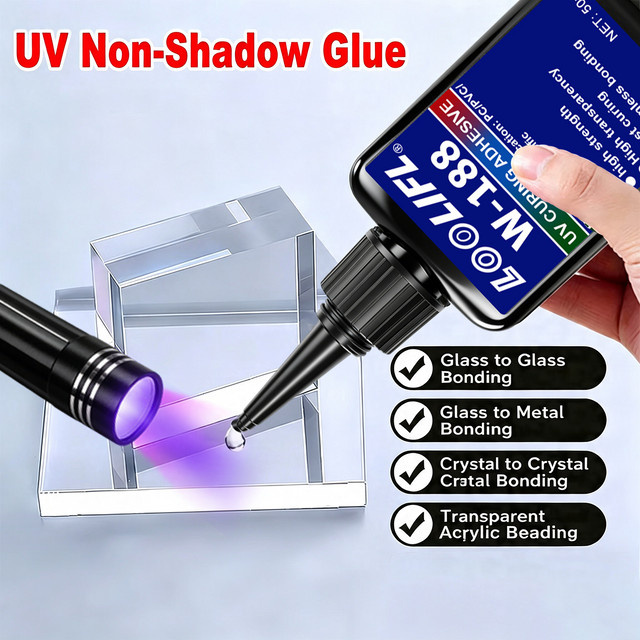 LOOLIFL UV-Harzkleber W-183, hochfester UV-härtender Klebstoff in Transparent, 50 ml - Bild 1