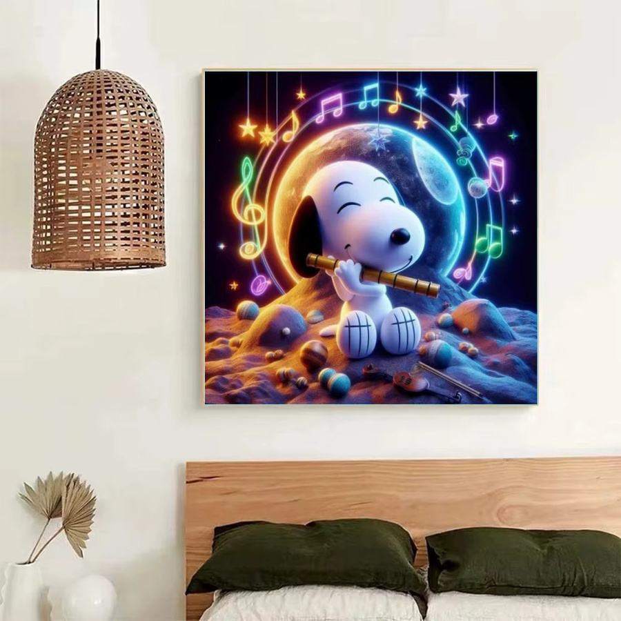KAYOU Snoopy Diamant-Malerei DIY Wanddekoration mit Liebes- und Musik-Thema in Mehrfarbig - Bild 2