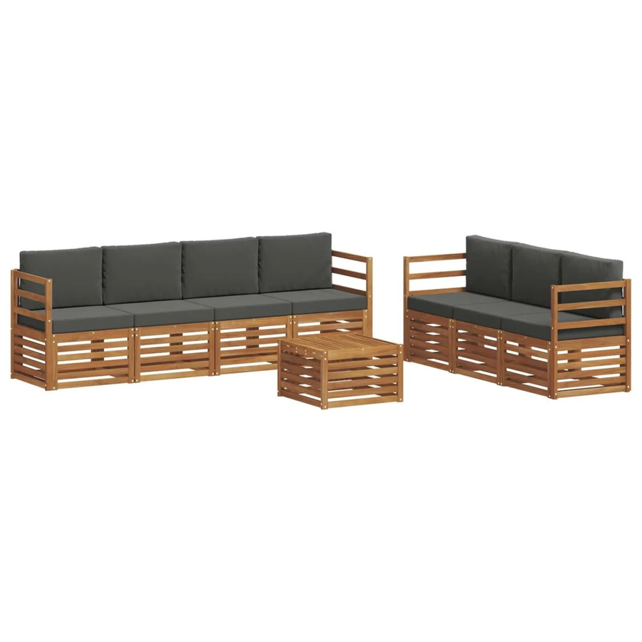 vidaXL Sofagarnitur 8-teilig aus Massivholz Akazie in Natur und Anthrazit mit modernem Latten-Design - Bild 2