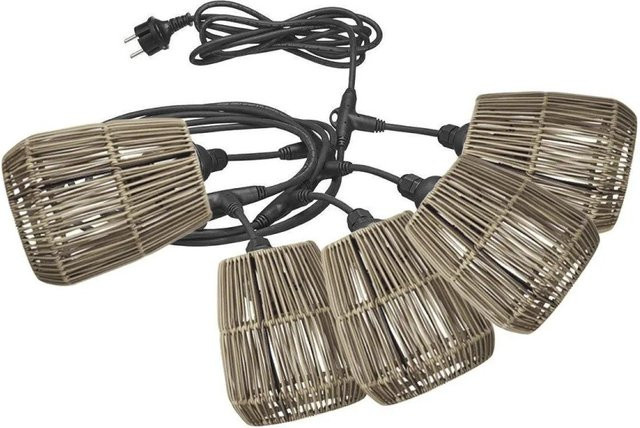 PR Home Saigon Outdoor Lichterkette in Grau mit Rattan-Optik und warmweißem Licht, L x B x H: 33 x 18 x 33 cm - Bild 1