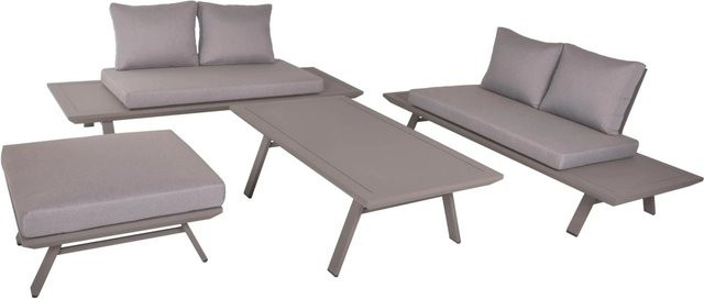 DELUKE Gartenloungeset CESAR 4-tlg aus Aluminium in Hellgrau - Bild 1