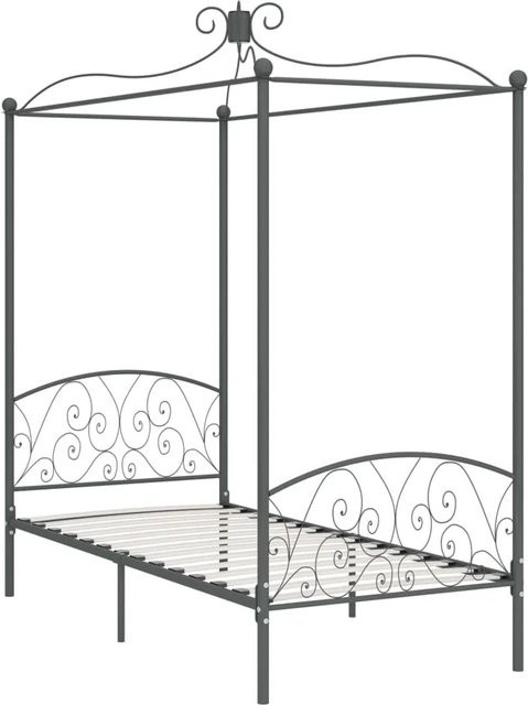 vidaXL Himmelbett-Gestell aus Metall in Grau, B/T/H: 100 x 200 x 227 cm - Bild 1