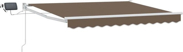 vidaXL Manuelle Gelenkarmmarkise mit LEDs in Taupe und Weiß aus Polyester und Aluminium