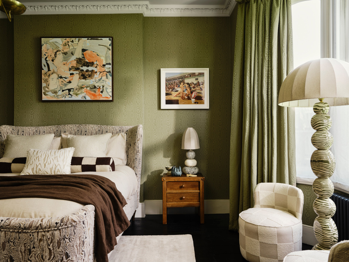 Harlequin Tapete Elsworthy Moss in Grün mit geometrischem Abstract-Design aus Vinyl - Bild 1