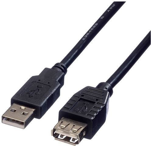 Roline USB 2.0 Kabel mit USB-A Stecker und USB-A Buchse, Schwarz, Länge: 1,80 m - Bild 1