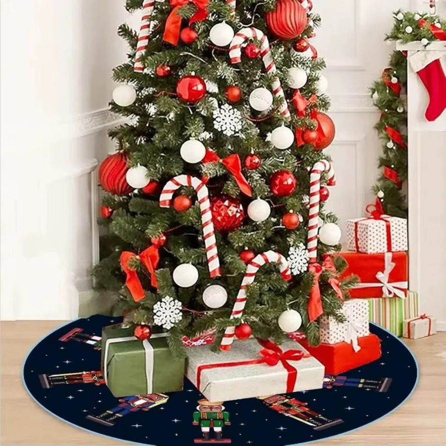 VIKAMA Weihnachtsbaumrock mit Nussknacker-Soldatenmuster in Dunkelblau für deine festliche Weihnachtsdekoration - Bild 4