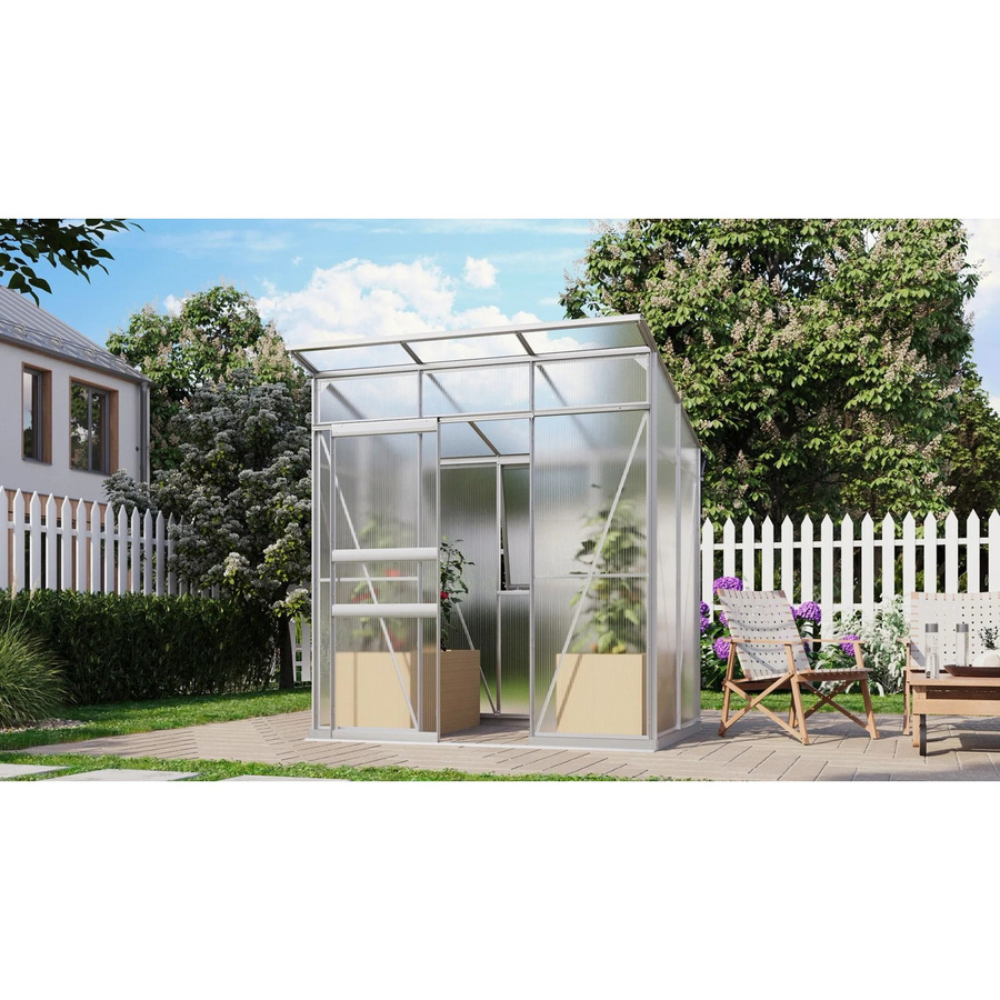 Vitavia Gewächshaus Palma 3250 mit Pultdach und Fundamentrahmen aus Aluminium und Polycarbonat - Bild 5