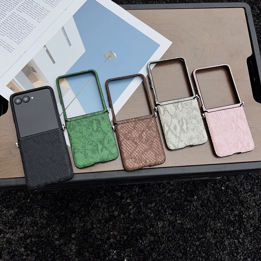 Luxuriöse Business-Hülle mit 3D-Retro-Schlangenhautmuster aus PU-Leder für Samsung Galaxy Z Flip 4, Z Flip 5, Z Flip 6 und Z Flip 7, stoßfeste Schutzhülle - Bild 2