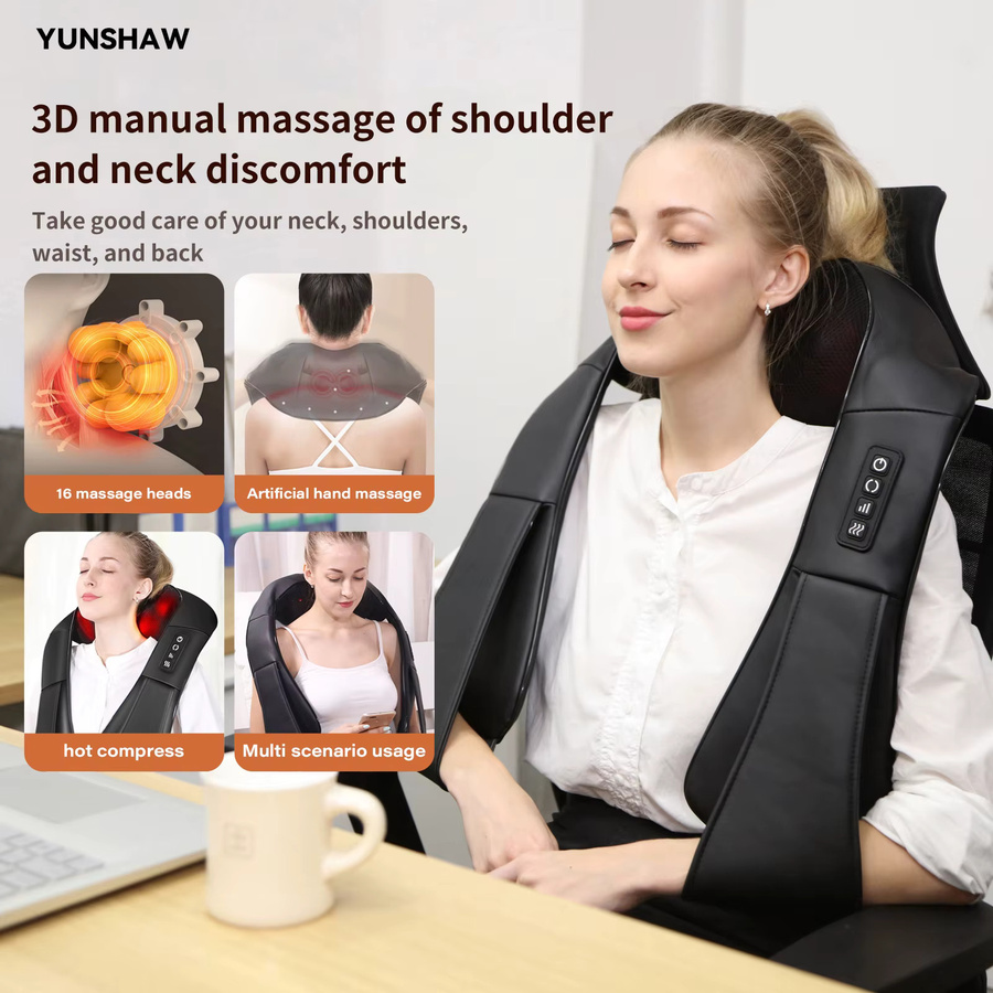 Ekmoey Nackenmassagegerät mit Wärmefunktion, Schwarz, Unisex - Bild 2
