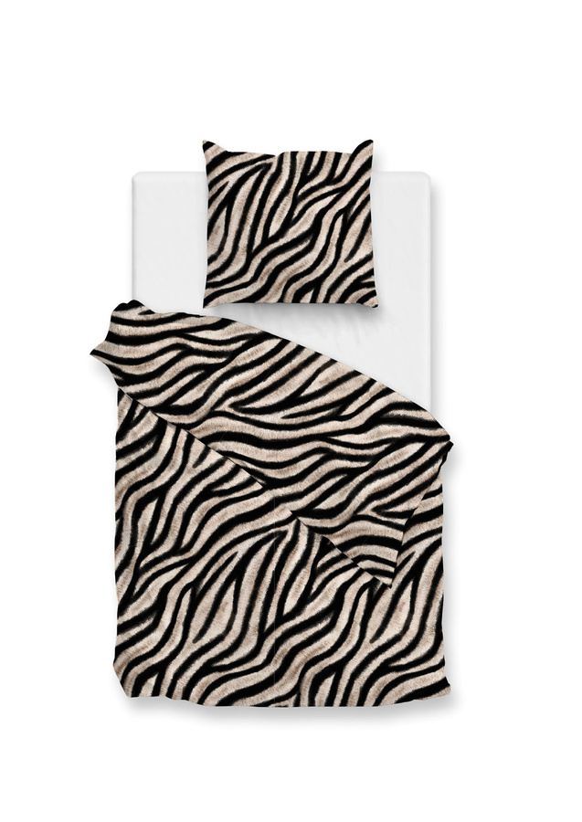 Zo! Home Flanell Bettwäsche Zebra Tierfellmuster Multicolor, Set bestehend aus Bettbezug und Kissenbezug, B/H: 155 x 220 cm, Kissen: 80 x 80 cm - Bild 1
