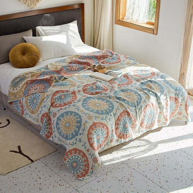HKDA Musselin Bettbezug aus 100% Baumwolle mit Jacquard-Floral-Muster in Grau, B/L: 150 x 200 cm - Bild 1