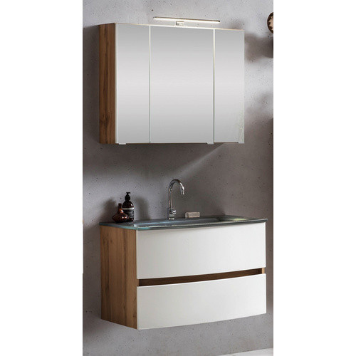 HELD MÖBEL Waschtisch-Set KOPENHAGEN in Weiss, 4-teilig, modern mit LED-Beleuchtung und Soft-Close-Türen, Wandmontage, B/T/H: 80,0 x 64,0 x 4,0 cm - Bild 3