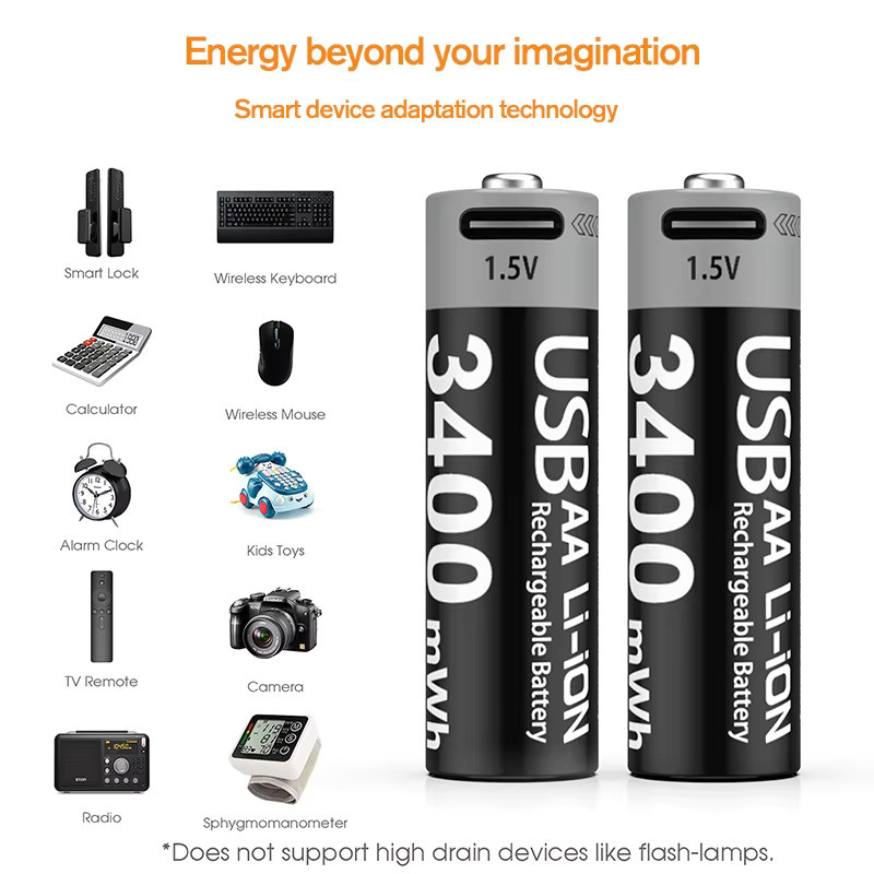 Kuugro AA und AAA Akkus Set mit USB-C Schnellladefunktion, AA 3400 mWh und AAA 1100 mWh - Bild 3