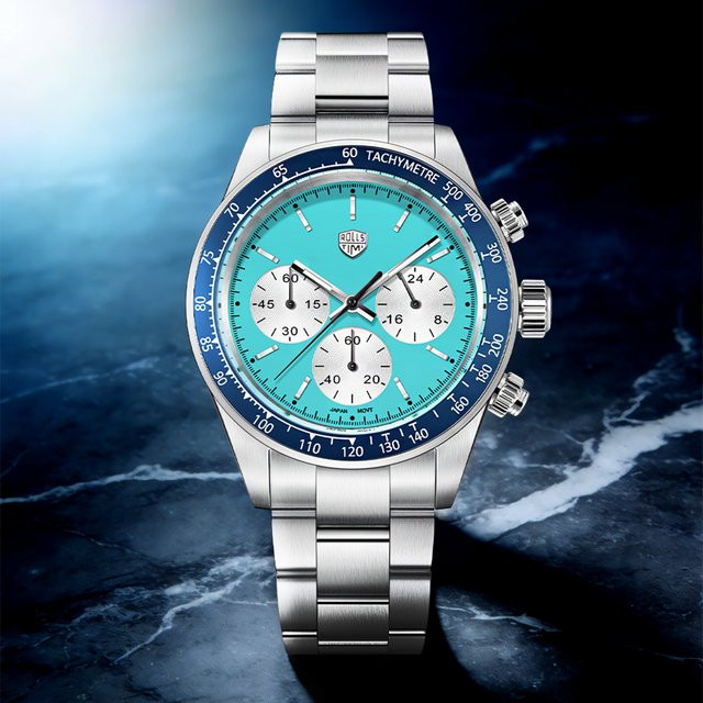 RollsTimi Chronograph, Quarz, Edelstahl, Saphirglas, Blau, Herren - Bild 1