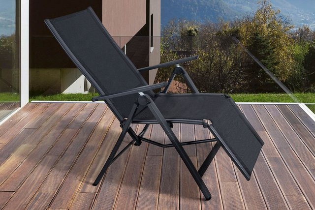 OUTFLEXX Relaxsessel aus Aluminium und Textilene in Anthrazit Matt/Schwarz, 7-fach verstellbar, B/T/H: 67 x 71 x 110 cm - Bild 1