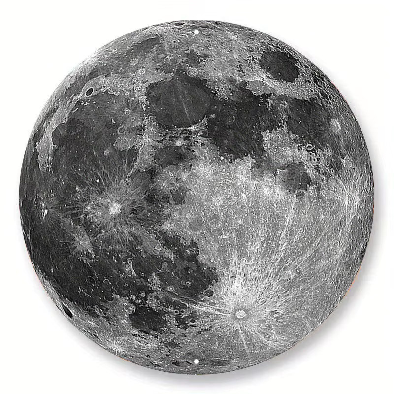 Potdemiel Vintage-Mond-Wandkunst aus Metall in Grau, kreisförmiges Wandbild mit abstraktem Naturmotiv - Bild 3