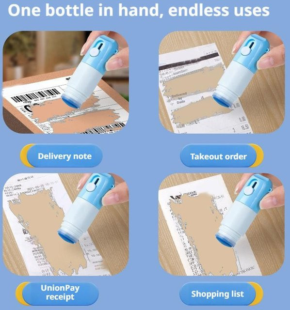 Adressblocker mit Thermopapier-Korrekturflüssigkeit und einziehbarem Messer als Paketöffner zum Schutz deiner Identitätsinformationen - Bild 1