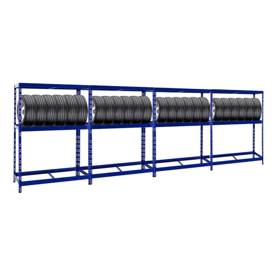 PROREGAL Reifenregal Tiger mit Fachboden, 4er Set, Blau, H x B x T: 180 x 130 x 50 cm - Bild 2