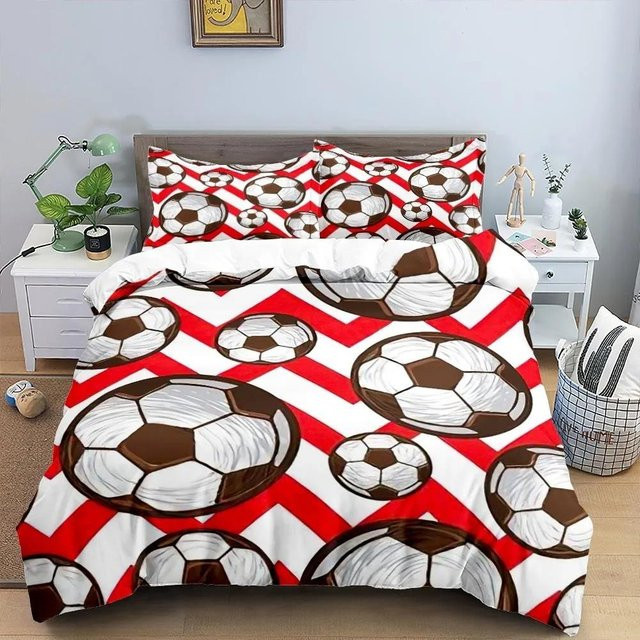 JMG Household Supplies Fußball 3D Bettwäscheset aus Mikrofaser in Weiß, B/H: 240 x 220 cm - Bild 1