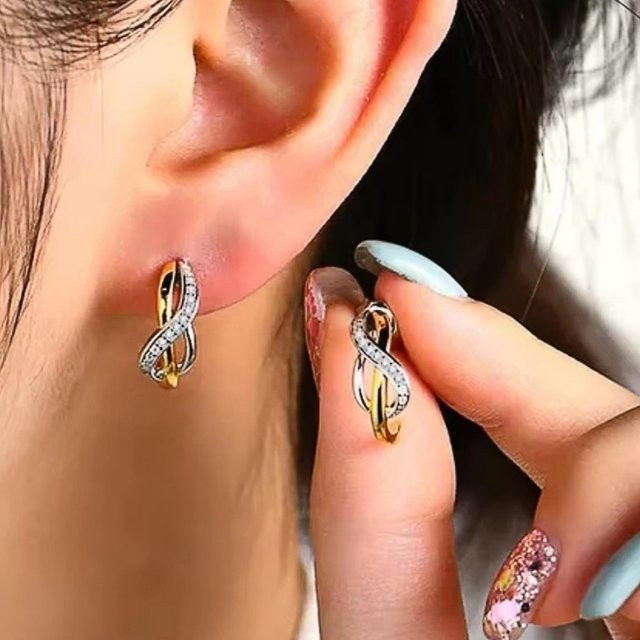 Huitan Metall Ohrringe, Bicolor, Zirkonia, Damen - Bild 1