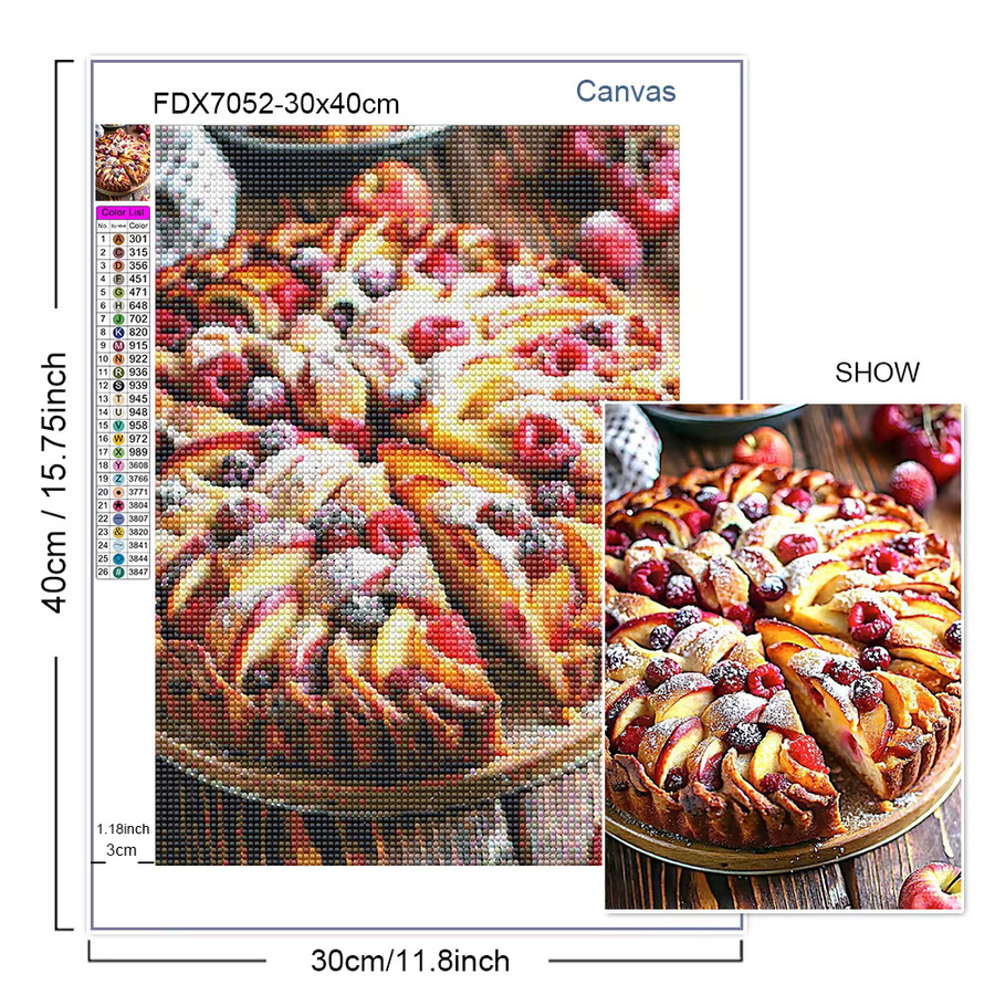 QIZITENG Diamond Painting Set Obst Motiv Multicolour DIY Mosaik Kreuzstich Kit für Küche und Restaurant B: 40,0 cm, H: 30,0 cm - Bild 2