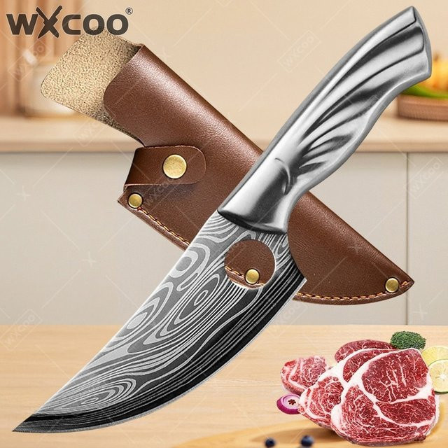 WXCOO Damaszener Küchenmesser aus Edelstahl in Silber für Fleisch, Fisch und Gemüse - Bild 1