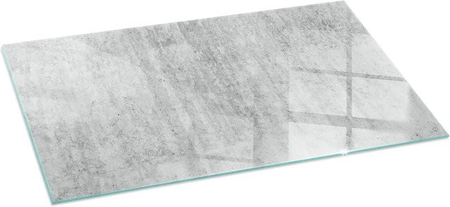 Tulup Glasplatte für Kamin in Grau mit Rohbetonstruktur als Funkenschutzplatte für Kaminöfen, B: 140 cm, T: 70 cm - Bild 1