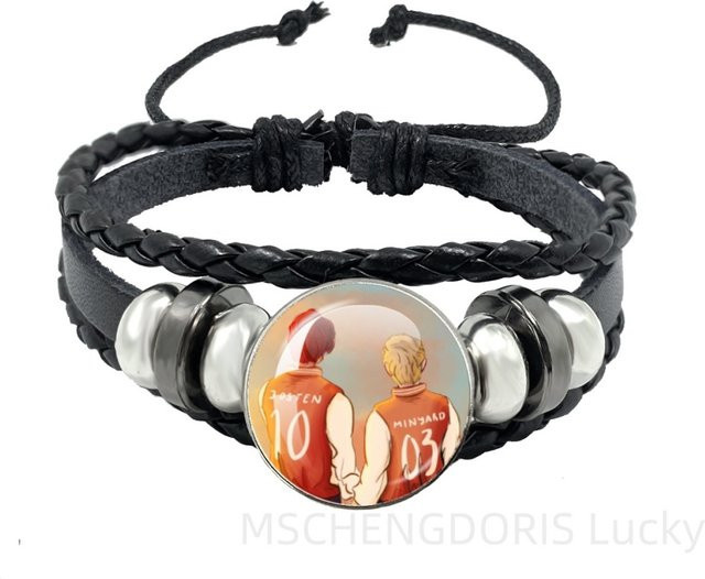 The Foxhole Court Armband, Schwarz, mehrschichtig geflochten - Bild 1