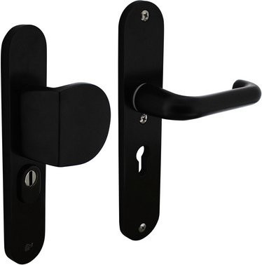 Intersteel Schutzbeschlag mit Kernziehschutz PZ 55 mm in Schwarz und Aluminium - Bild 1