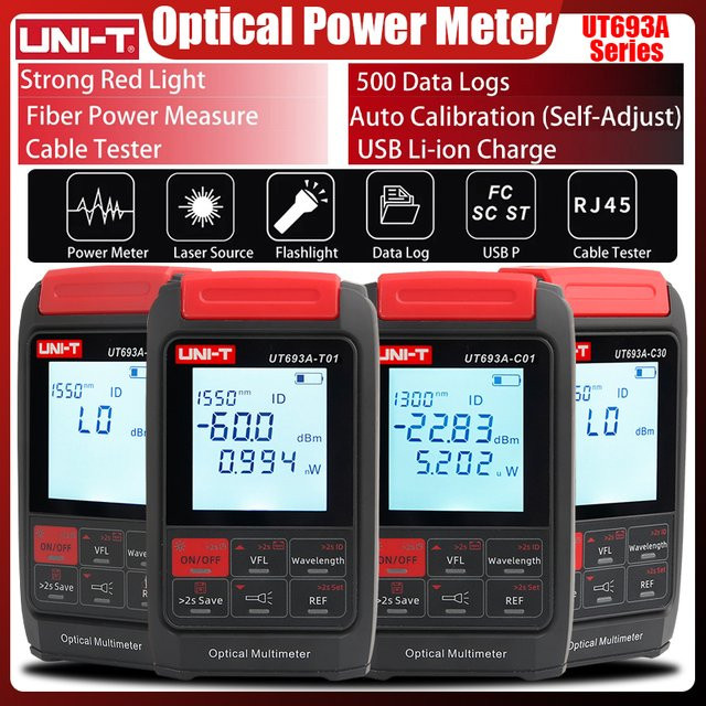 UNI-T UT693A 4-in-1-Glasfasertester mit 30 mW Rotlichtquelle VFL, Netzwerkkabeldetektor und optischem Leistungsmesser - Bild 1