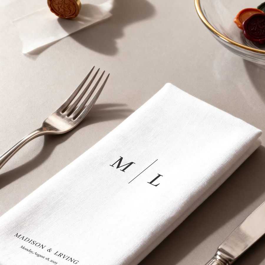 Personalisierte Papierservietten in Weiß für Hochzeit, Geburtstag und Party mit individuellem Text - Bild 3