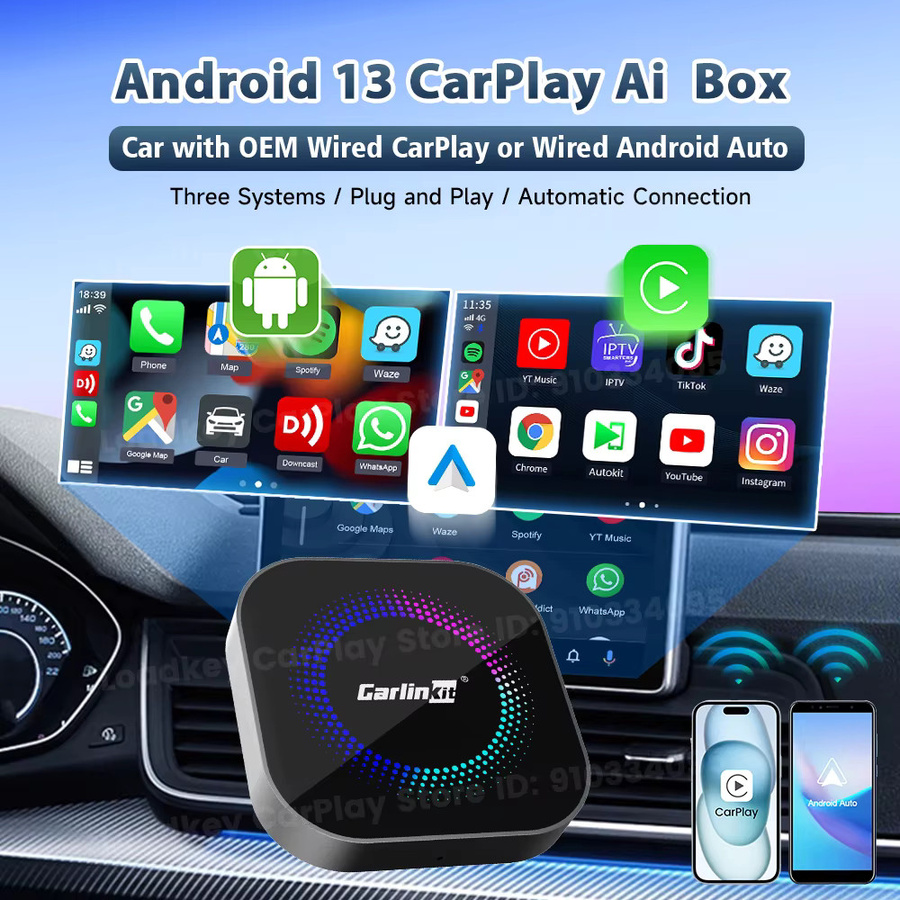 CarlinKit Wireless CarPlay Adapter mit QCM6225 Chip für kabellose Verbindung, unterstützt YouTube und Netflix, Schwarz - Bild 4