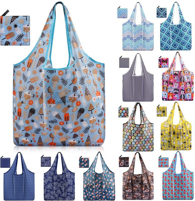 Willstar Wiederverwendbare Einkaufstaschen Set, 12/10 Stück, Große Kapazität, Faltbare Eco Bags, Maschinenwaschbar - Bild 1
