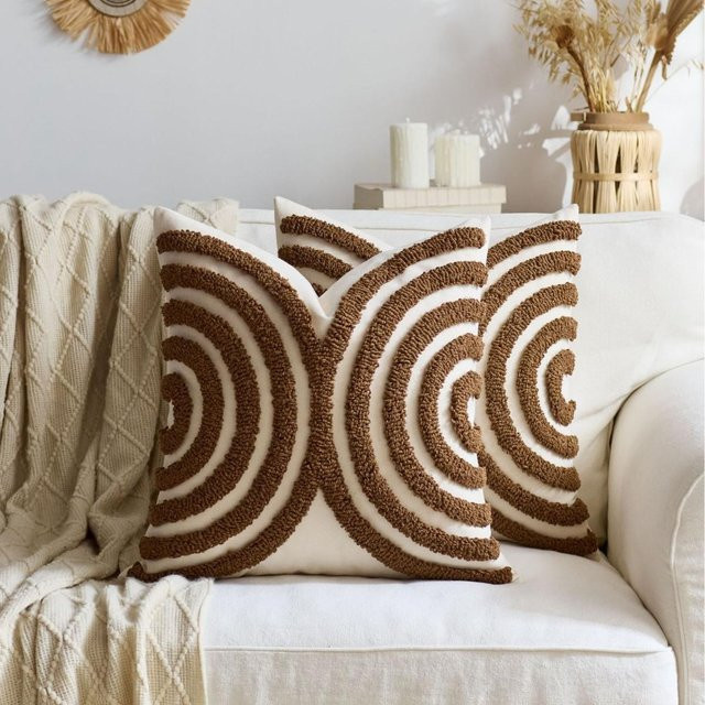 HASE FiFi 2er-Set Boho Chic Kissenbezüge in Beige, gewebt und getuftet, B/B: 45 x 45 cm - Bild 1