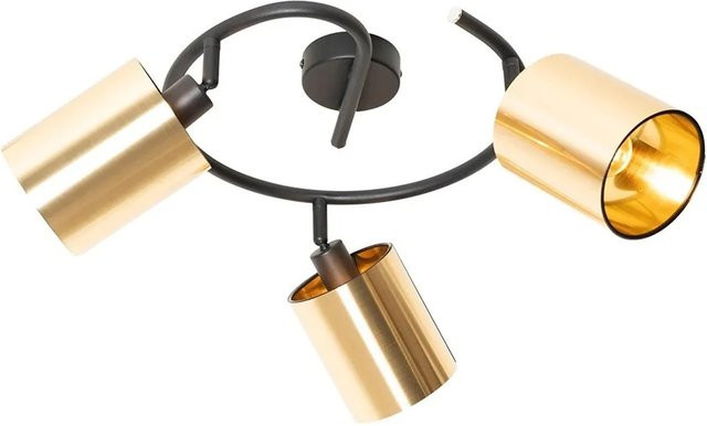 QAZQA Moderne Deckenleuchte in Schwarz und Gold mit 3 LED-Leuchten für Wohnzimmer, Schlafzimmer und Esszimmer - Bild 1