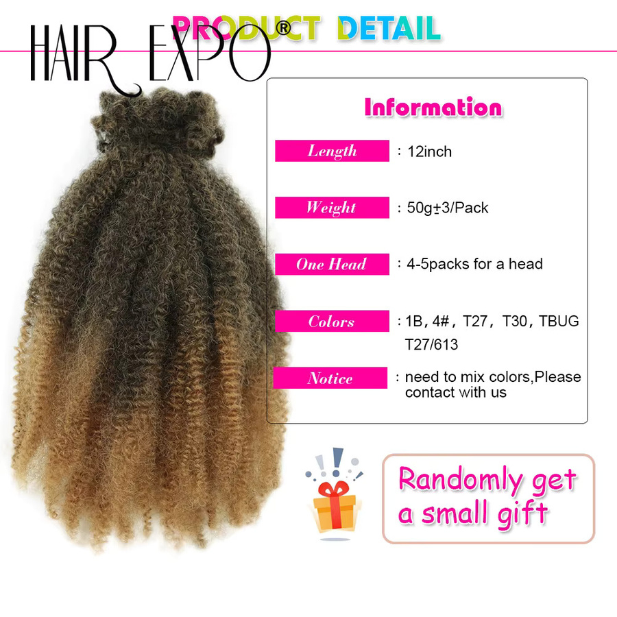 Afro Twist Häkeln Haar Extensions, 12 Zoll, Ombre, Protein Faser, Unisex - Bild 3