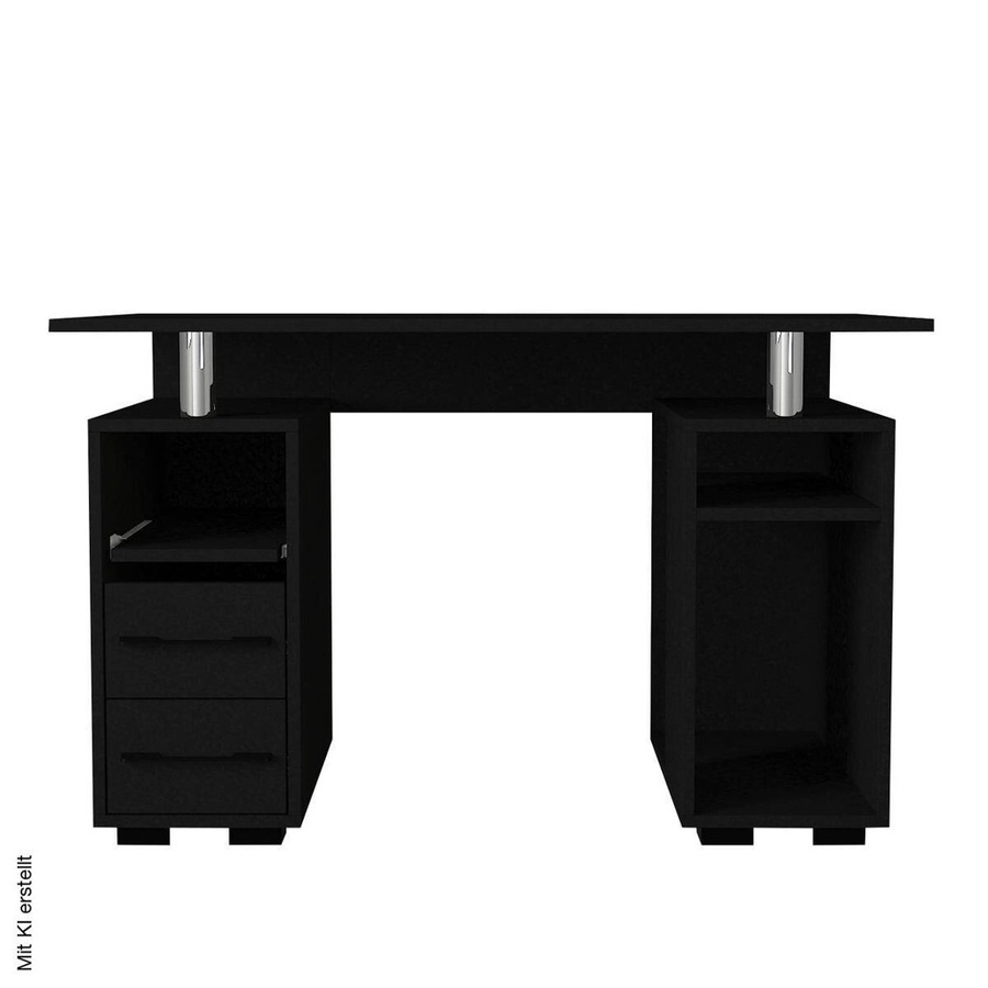 Schreibtisch Bello modern in Schwarz B/T/H: 120 x 60 x 74 cm - Bild 3